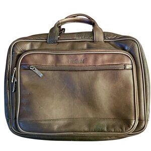 Kenneth Cole Brown Leather Executive Business Laptop Briefcase Luggage Strap